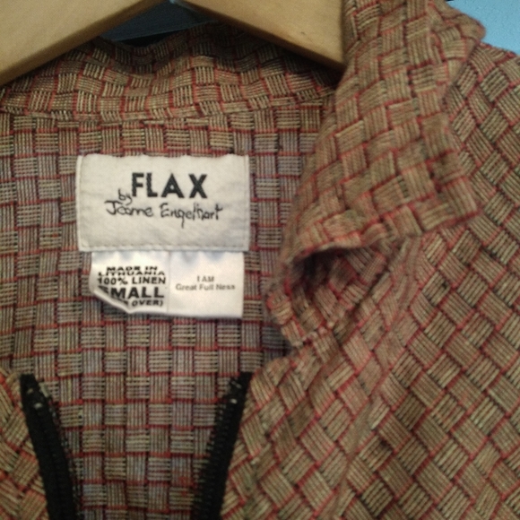 Flax zipper print linen jacket. Size small - Picture 3 of 3